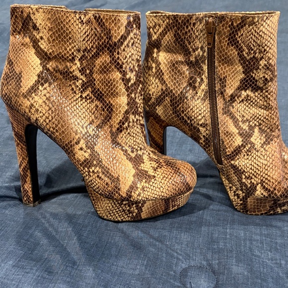 Mossimo Supply Co. Shoes - Mossimo Supply Co. Brown Snakeskin Ankle Booties